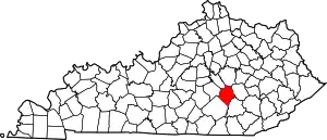 State map highlighting Rockcastle County