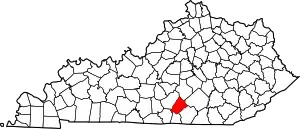 Map of Kentucky highlighting Russell County