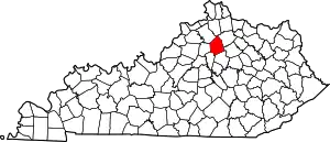 Map of Kentucky highlighting Scott County