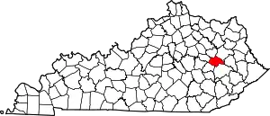 State map highlighting Wolfe County