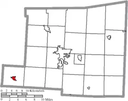 Location of Centerburg in Knox County
