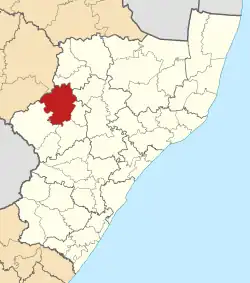 Location of Emnambithi-Ladysmith Local Municipality within KwaZulu-Natal