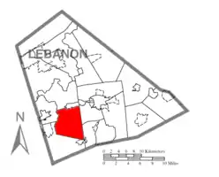 Location in Lebanon County, Pennsylvania