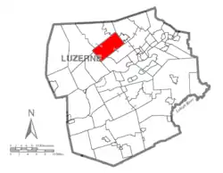 Map of Luzerne County highlighting Lehman Township