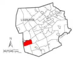 Map of Luzerne County highlighting Nescopeck Township