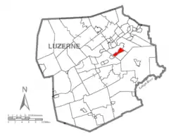 Location of Wilkes-Barre Township in Luzerne County, Pennsylvania