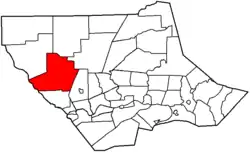 Map of Lycoming County, Pennsylvania highlighting Cummings Township