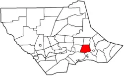 Map of Lycoming County, Pennsylvania highlighting Muncy Township