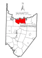 Map of Armstrong County, Pennsylvania, highlighting Madison Township