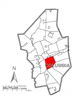 Map of Columbia County, Pennsylvania highlighting Main Township