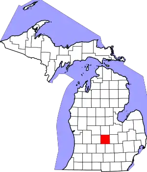 Map of Michigan highlighting Clinton County