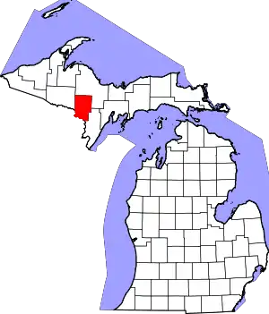 State map highlighting Dickinson County
