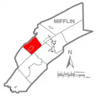 Map of Mifflin County, Pennsylvania highlighting Union Township