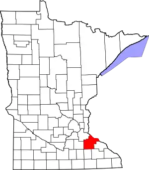 Map of Minnesota highlighting Goodhue County