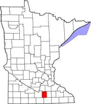 Map of Minnesota highlighting Waseca County