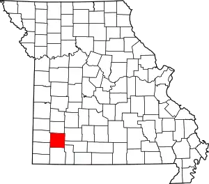 Map of Missouri highlighting Lawrence County