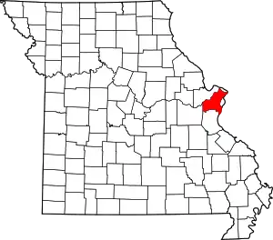A state map highlighting Saint Louis County in the eastern part of the state.