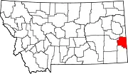 Map of Montana highlighting Fallon County