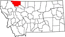 Map of Montana highlighting Glacier County