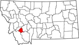 State map highlighting Silver Bow County