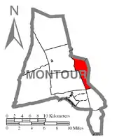 Map of Montour County, Pennsylvania Highlighting West Hemlock Township