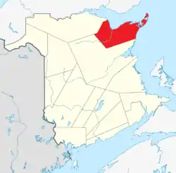 Location within New Brunswick.