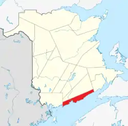 Location within New Brunswick.