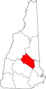 State map highlighting Belknap County