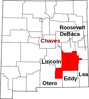 State map highlighting Chaves County