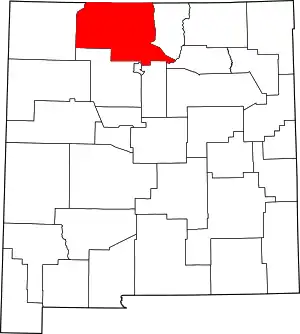 Map of New Mexico highlighting Rio Arriba County