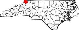 State map highlighting Ashe County