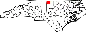 State map highlighting Caswell County
