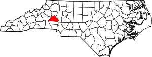 Map of North Carolina highlighting Catawba County