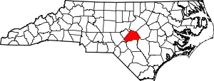 State map highlighting Harnett County