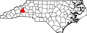 Map of North Carolina highlighting McDowell County