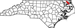 Map of North Carolina highlighting Pasquotank County