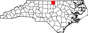 State map highlighting Person County