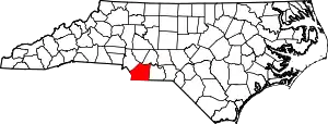 Location of Union County in North Carolina