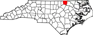 Map of North Carolina highlighting Warren County