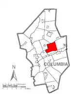 Map of Columbia County, Pennsylvania highlighting North Centre Township