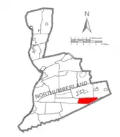 Map of Northumberland County, Pennsylvania highlighting East Cameron Township