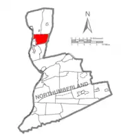 Map of Northumberland County, Pennsylvania highlighting Turbot Township