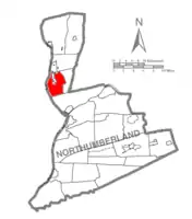 Map of Northumberland County, Pennsylvania highlighting West Chillisquaque Township