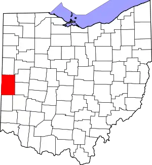 State map highlighting Darke County