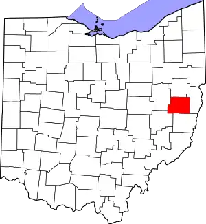 Map of Ohio highlighting Harrison County