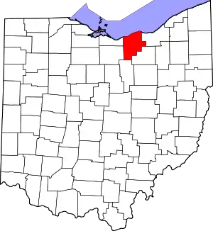 State map highlighting Lorain County
