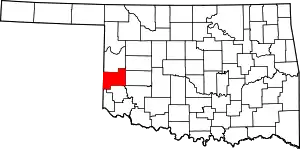 Map of Oklahoma highlighting Beckham County