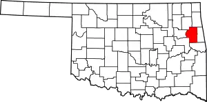 Map of Oklahoma highlighting Cherokee County