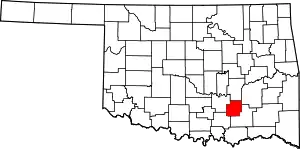 Map of Oklahoma highlighting Coal County