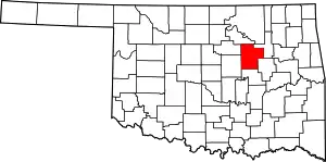 State map highlighting Creek County